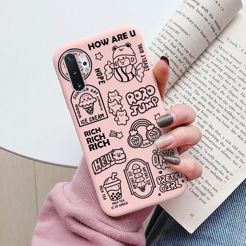 For Samsung Galaxy Note 10 Note10 Plus Cover Cute Cartoons Heart Cat Soft TPU Shockproof Phone Case For Samsung Note 10 Fundas