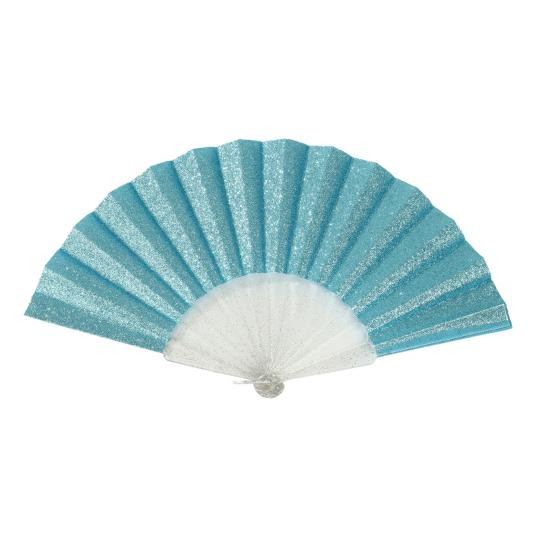 Summer Folding Fan with Glitter Powder Portable Plastic Ribs Hand Fan Men Women Dance Performance Props Party Favors