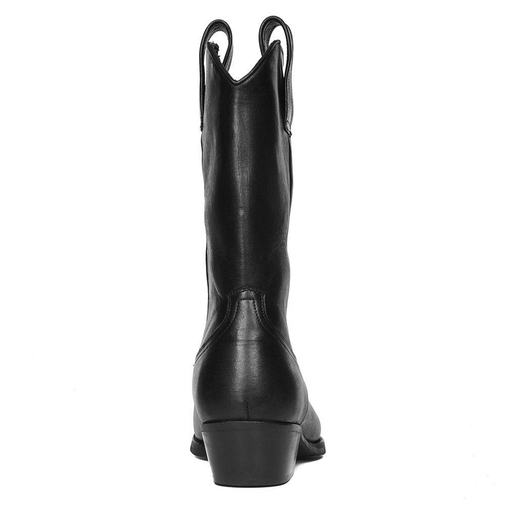 FootCourt- Botas de vaquero clásicas de cuero genuino negro para hombres  Botas a media pantorrilla Botas de punta estrecha para hombres Botas hechas  a mano de moda Nueva temporada comprar a buen