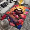 Happy Sloth in Flowers Rug for Kids' Rooms - Fun Animal Print Carpet with Bright Colors | Playroom Decor Skid resistant carpet