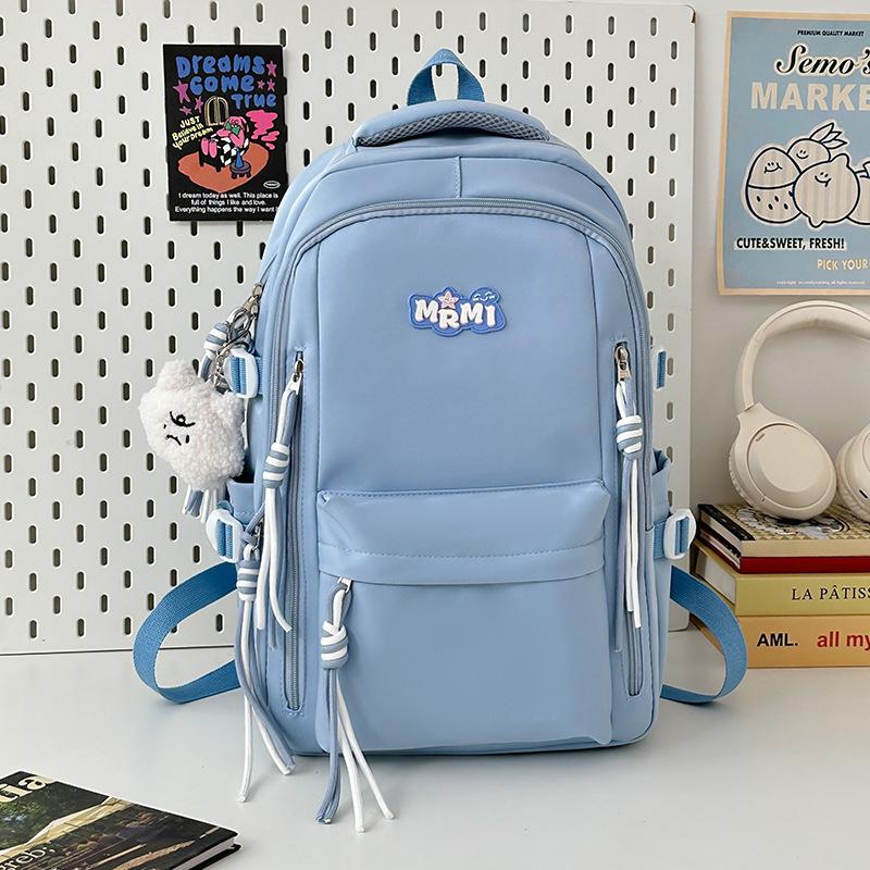 School bag for junior high school students, large capacity, versatile and sweet school bag, niche ins wind, light, simple and casual, high-value