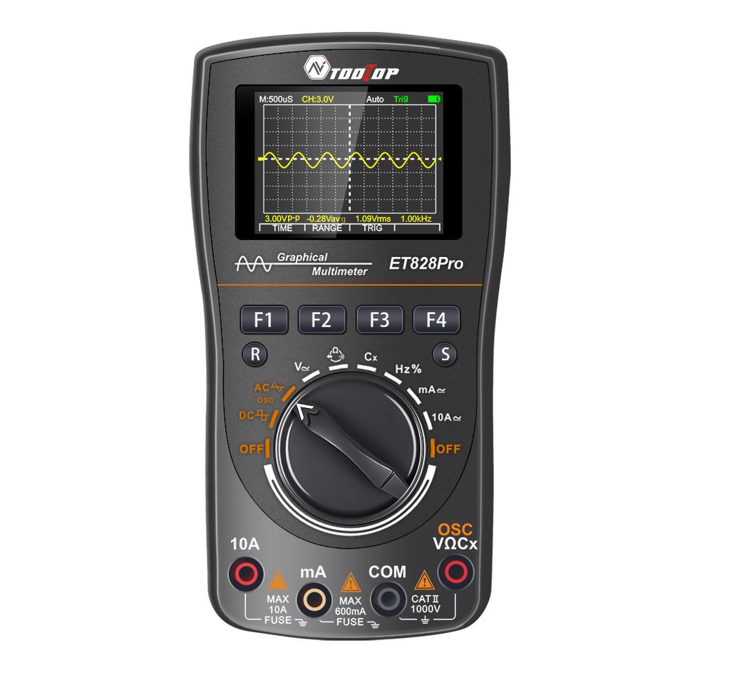 10MHz 50Msps Digital Oscilloscope REL Test 6000 Counts Graphical Signal Waveform Auto Capture 100mF RMS Multimeter Repair Tools
