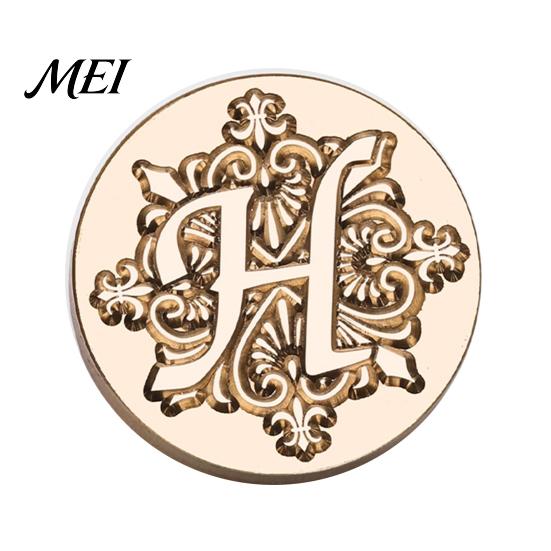 Decorative Wax Seal Stamp Iris A-Z Initial Alphabet Head, Brass Engraved Vintage Sealing Head for Wedding Invitations Envelopes Journal Gift Packaging