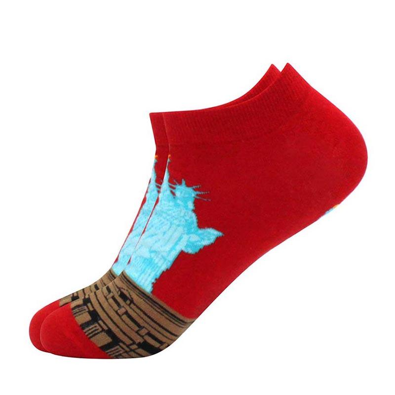 springtime Fashion Colorful Cotton Mens Socks Harajuku Stripe Art oil painting Animal Print Funny Happy Ankle Socks
