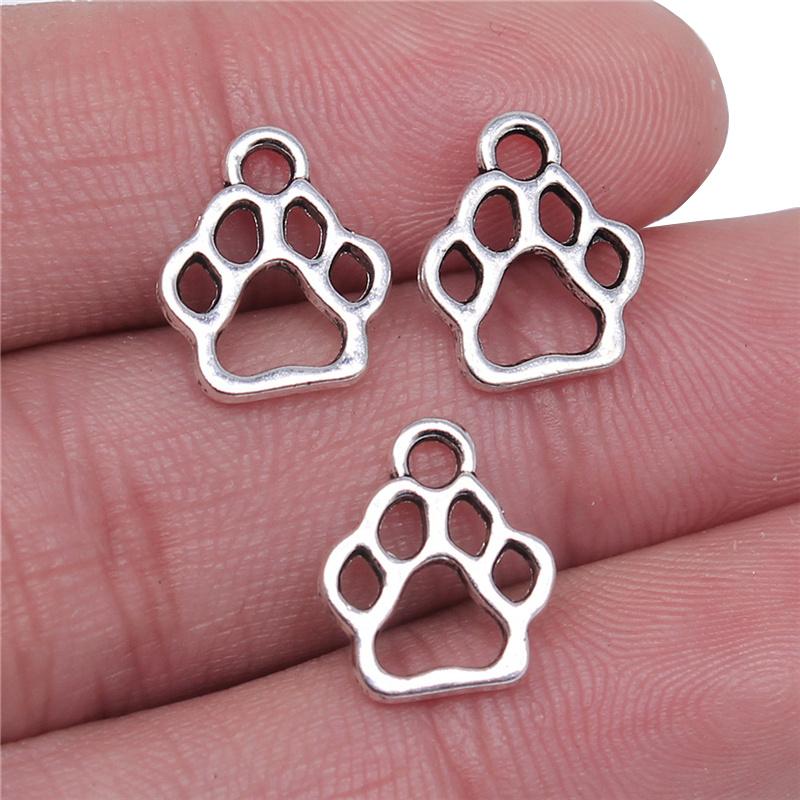 

20pcs 13*11mm Antique Silver Color Dog Paw Charms Pendants for Bracelet Necklace DIY Jewelry Making