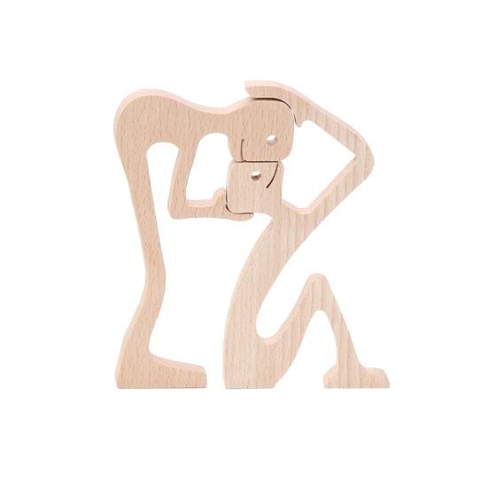 Hand Carved Wood Human And Dog Figurine Handmade Wooden Men Women Puppy Statue for Office Home Decor Decorative Sculpture for Dog Lovers