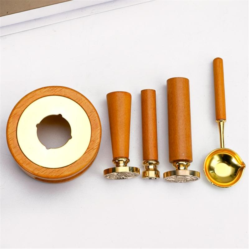 3 Pcs Wax Stamp Seal Kits Wax Seal Warmer with Melting Spoon Melt Stove Pot Furnace Tool for Letter Envelope Stamp