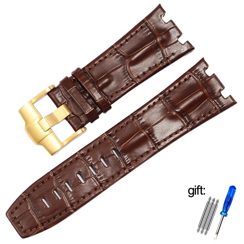 Genuine Leather watch Strap For AP  15703 Royal Oak Offshore Series 28mm Black Brown Blue Watchbands accessories men