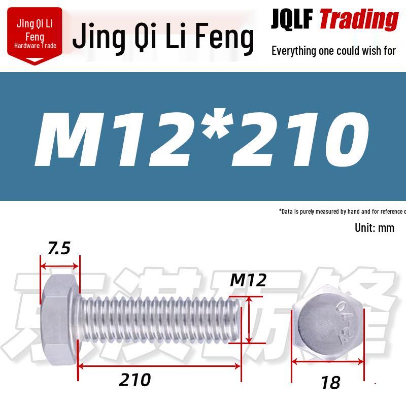 201 Stainless Steel Hex Head Full Thread Bolt: Wear & Corrosion Resistant, M4-M14 for Aerospace Machinery