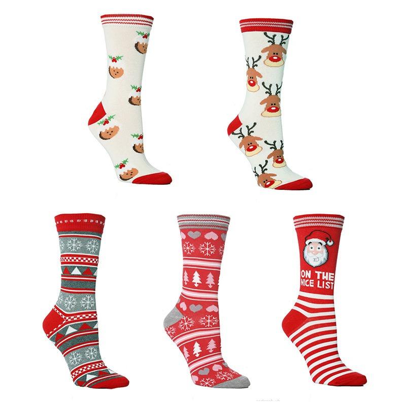 European and American Women's Fashion Christmas Socks Elk Men's and Women's Long Socks Cotton Socks Mid Tube Socks Halloween Socks Trend