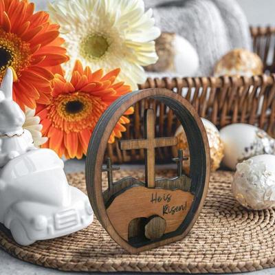 Empty Tomb Easter Decoration Wooden Resurrection Scene Tiered Tray Kit Handcrafted Jesus Nativity Sign Religious Christian Table