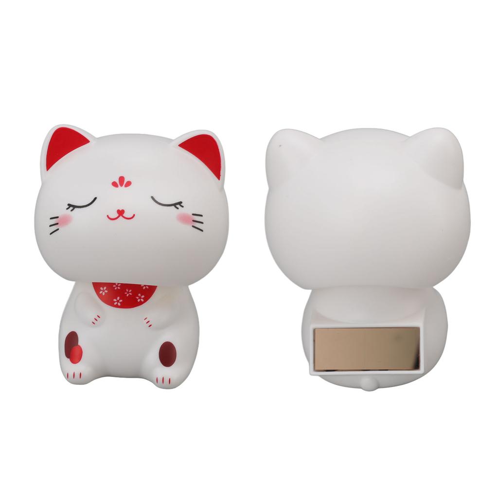 Niedliche Katze Ornament Solarlicht Induktion Kunststoff Glückliche Nickende Katze für Restaurants Armaturenbrett