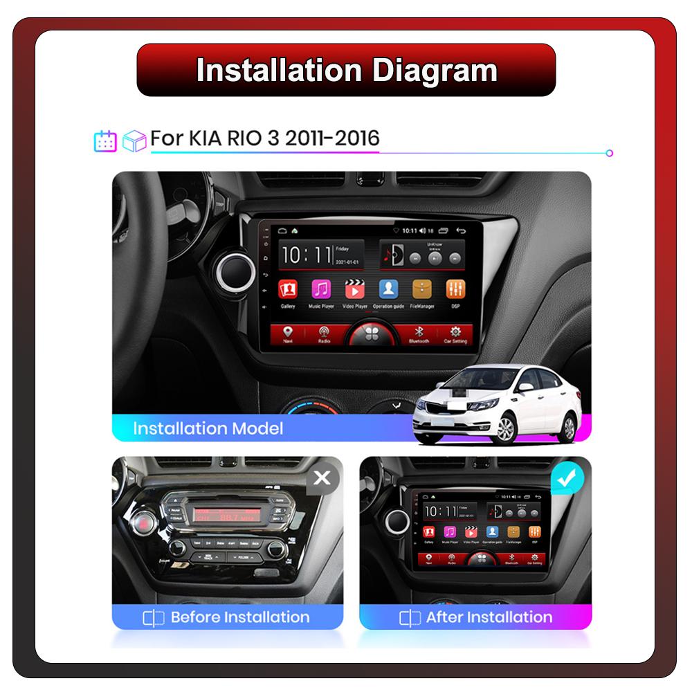 2Din Android Car-Play Car Radio,KIA Rio 2011-2017,Multimedia Player Head Unit Stereo GPS Navigation BT WIFI,1+16GB