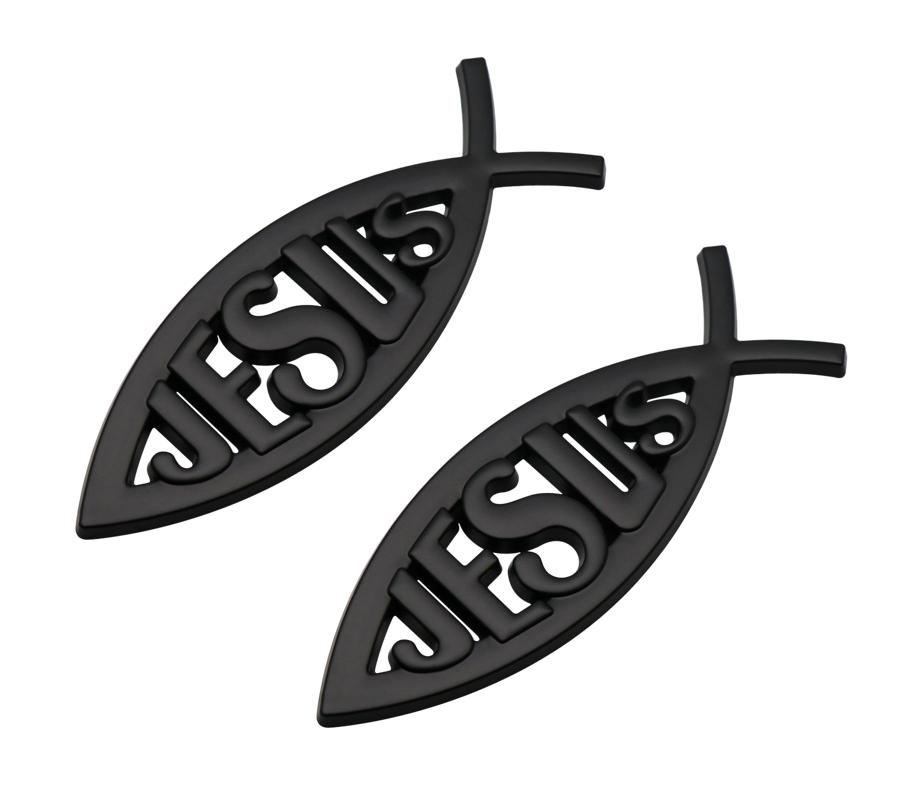 2pcs 3D Jesus Fish Decal Sticker,Faith Fish Emblem Sticker,Christian Fish Symbol Decal for Car Truck SUV Motorcycle чёрный