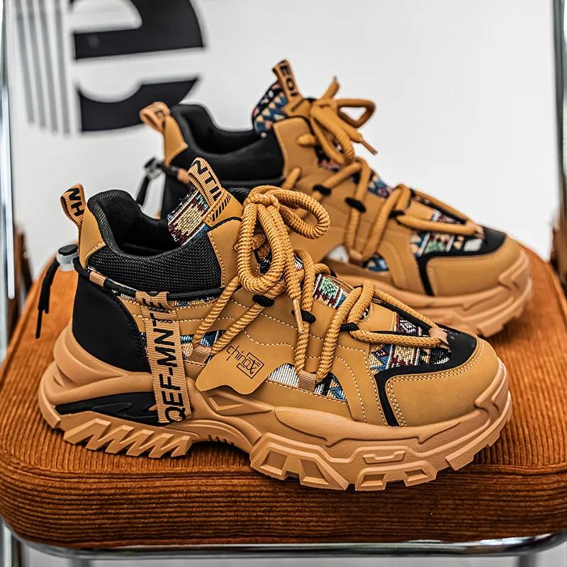 New Luxury Men's Patchwork Casual Sneakers Comfortable Platform Shoes Designed Height Increasing Sneakers Men Casual Sports Shoe