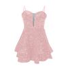 Women's Spaghetti Strap Sparkly Sequin Dress A Line Ruffle Swing Party Nightclub Mini Dress Sexy Backless Tight Short Cocktail Dress