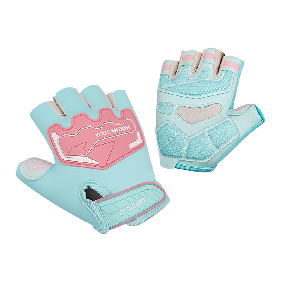 

AOLIKES Kids Cycling Gloves Half Finger Skate Child Mountain Bike Bicycle Gloves Sports Gloves for Boys and Girls Children XS м ята зелений колір
