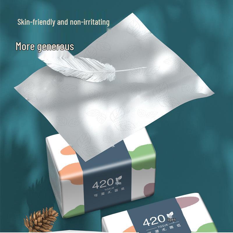 Pull-Out Tissue Box: 420-Sheet, 30 Large Packs - Wet-Strength Toilet & Facial Tissue
