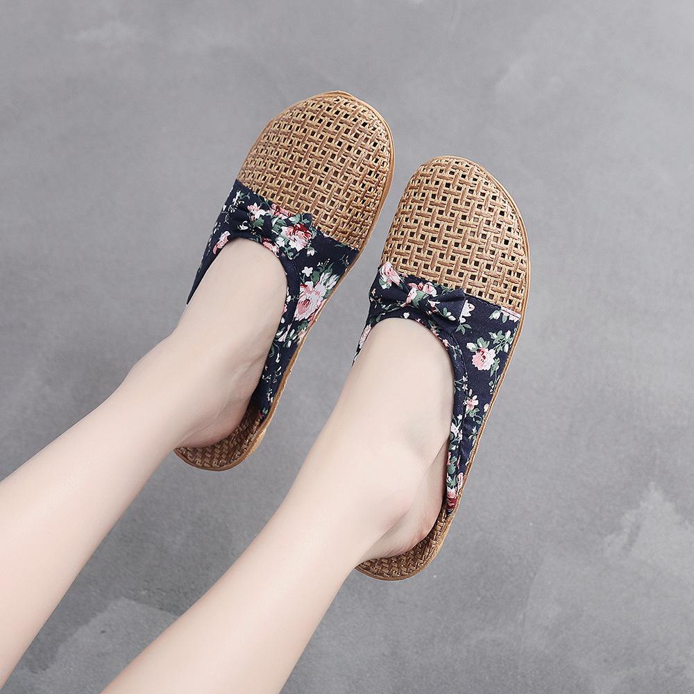 

Шарфы, перчатки, шляпы, летние сандалии из плетеной травы, женские льняные тапочки, напольное покрытие для помещений с противоскользящим покрытием, толстые подошвы, ротанговая трава 40 белый