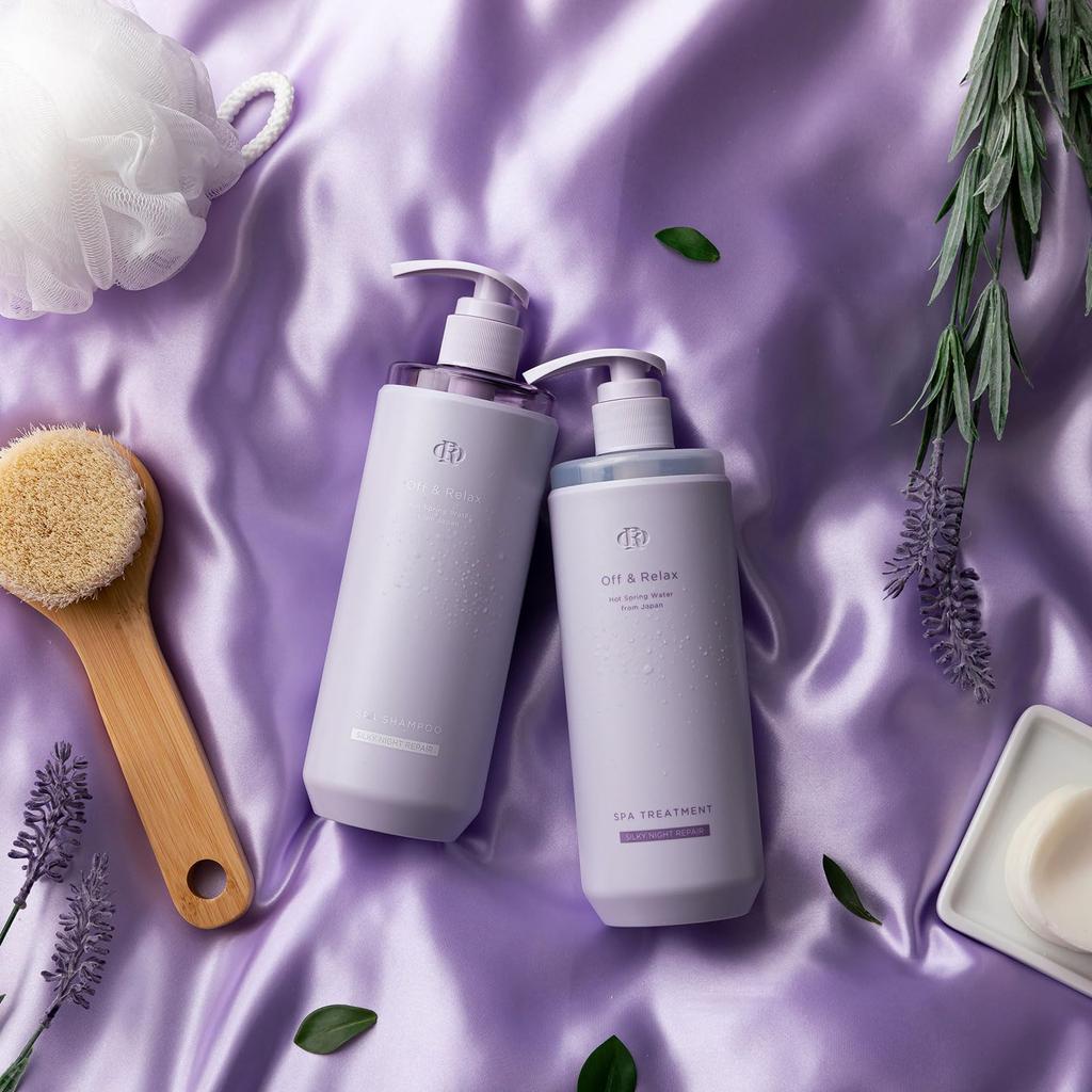 Réparation Profonde Pendant que Vous Vous Détendez OU Ensemble Shampooing et Soin Capillaire Spa avec Silky Night 460ml Musc Violet LDK Ensemble Réparation Silky Night Sommeil & Réparation,