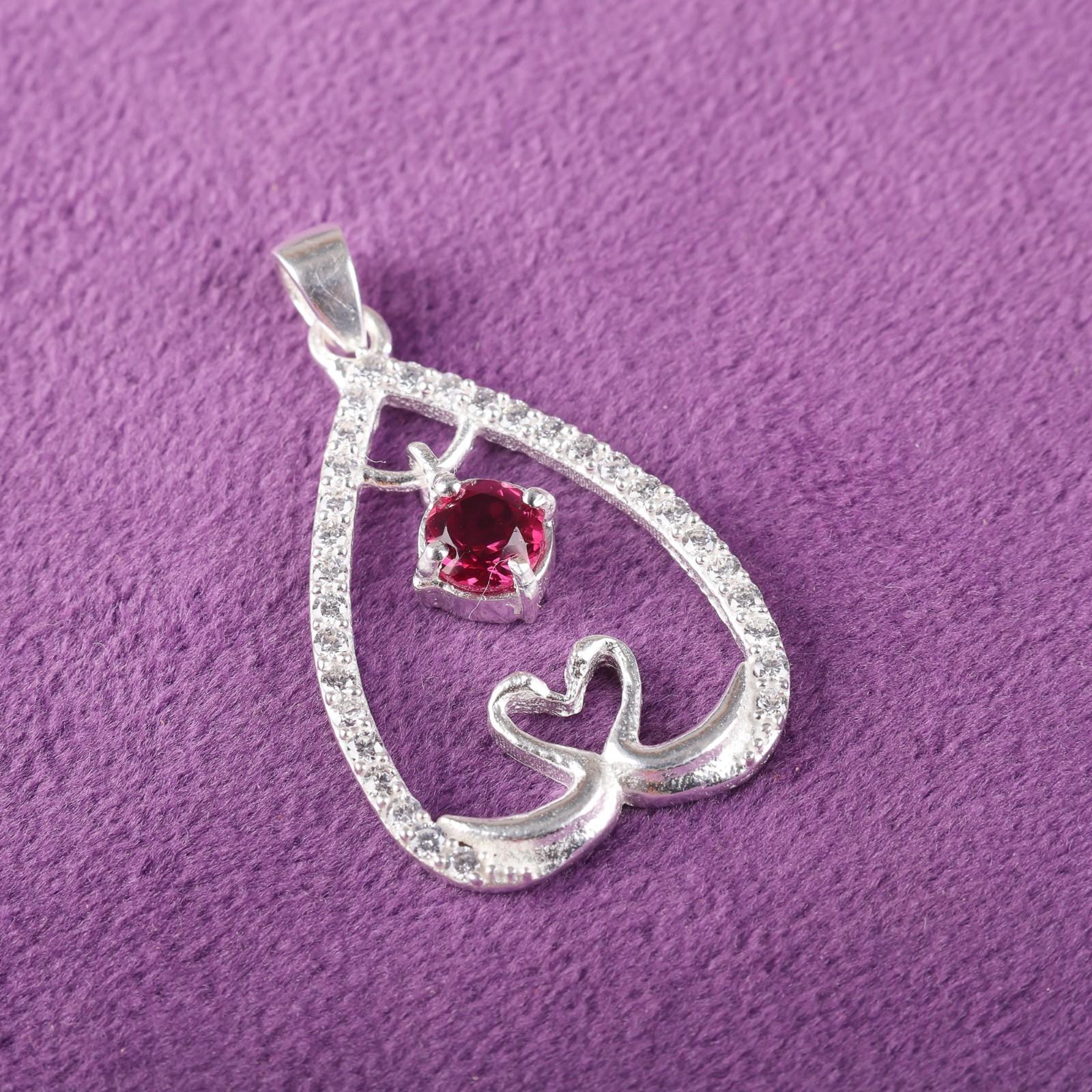 

Pink Rubellite Gemstone 925 Sterling Silver Jewelry Zircon Wedding Pendant 1.27 CZP-4-2