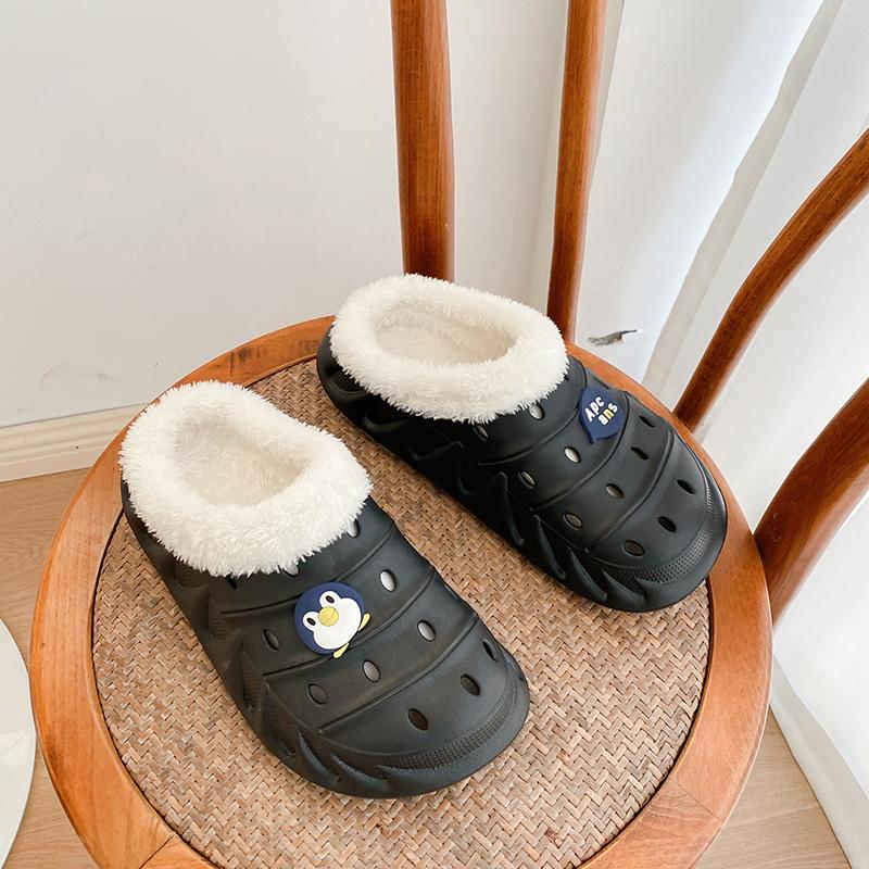 

Зимние мужские тапочки, уличные нескользящие мужские тапочки, модные повседневные теплые пушистые тапочки, домашние меховые плюшевые плоские мужские туфли 36 чёрный