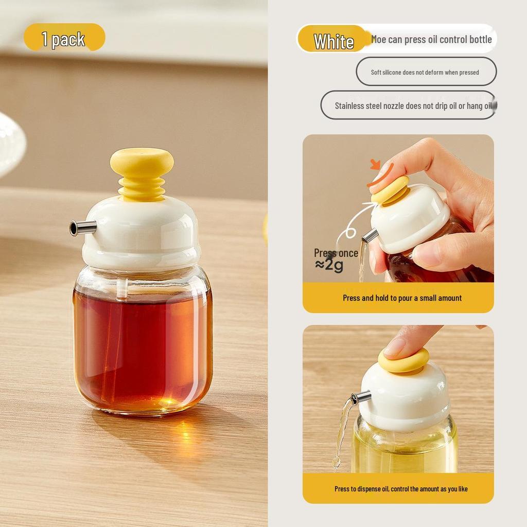 Press-Type Glass Oil & Vinegar Dispenser Bottle for Kitchen