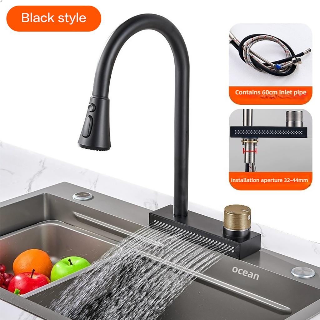 Pull-out 360° Rotating Stainless Steel Kitchen Faucet - Extendable Sink Faucet In Black/Gun Grey/Brushed/Chrome Finishes
