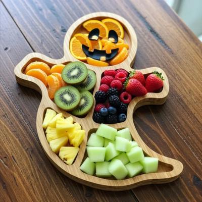 Yousheng Halloween Charcuterie Board Wooden Serving Tray with Spooky Theme Cheese Appetizer Platter for Parties Unique Gift for Food Lovers