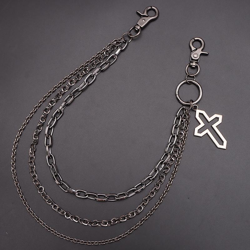 Metal Cross Pendant Waist Chain Hiphop Rock Punk Trousers Chain Keychain Jewelry Jean Accessory