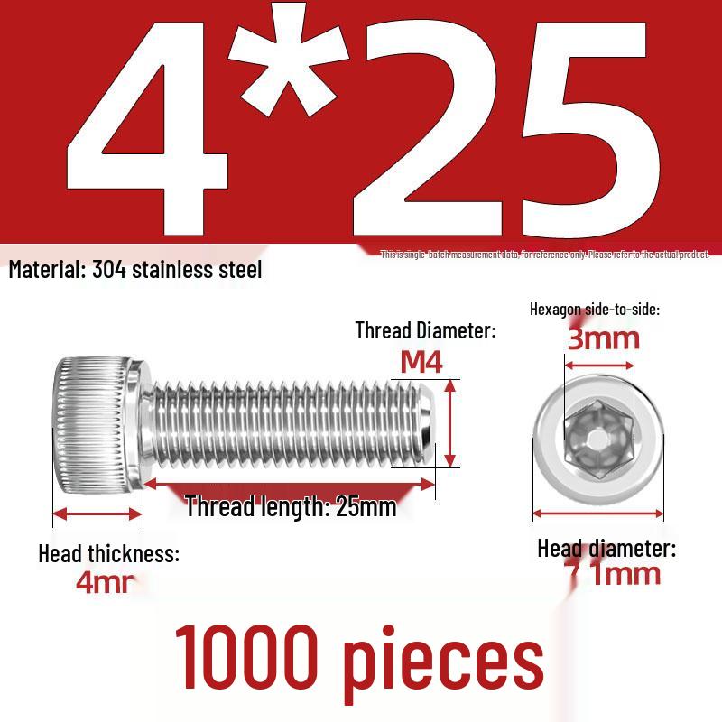 304 Stainless Steel Hex Socket Head Cap Screws, M2-M10, Extended Length