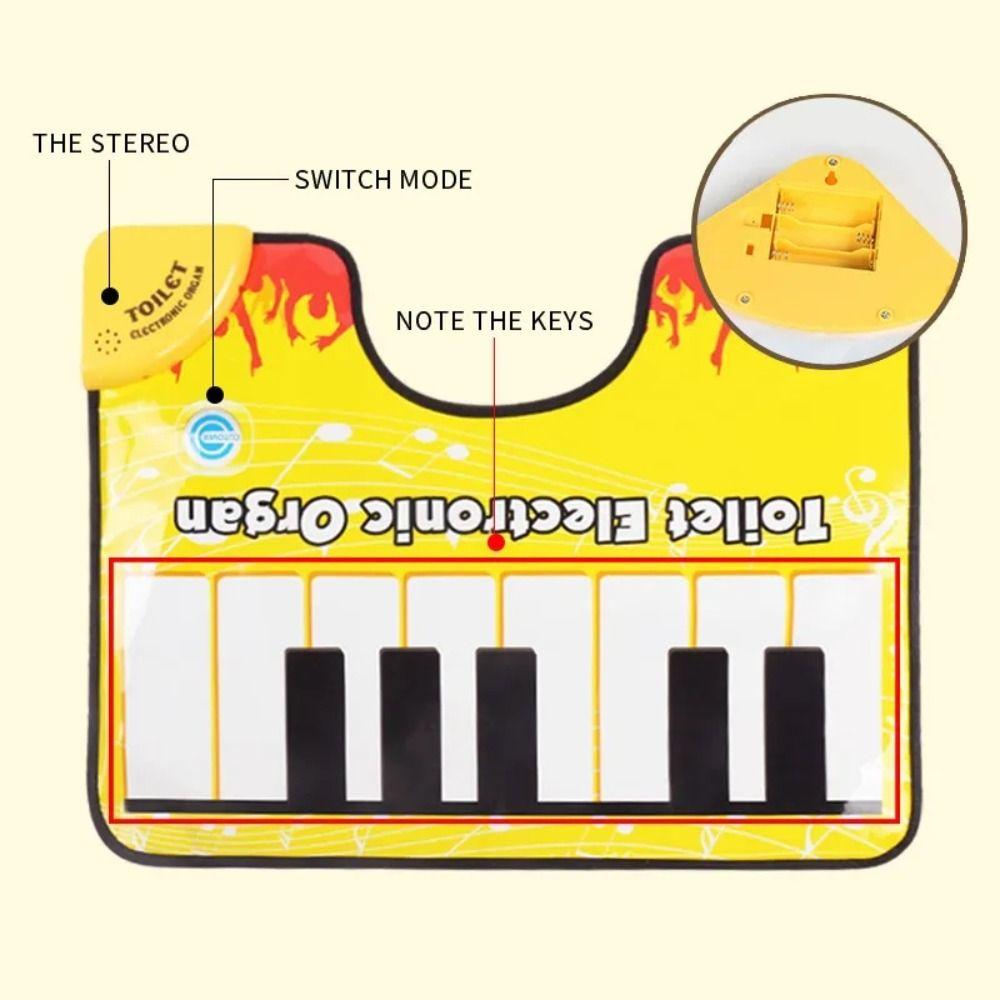 Musikalsk badematte med tøy, sklisikker potte, pianolydende teppe, morsomt toalettpianomatte, baderomsdekorasjon