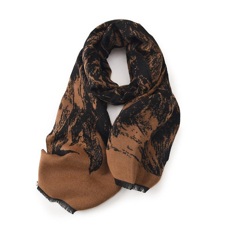 Winter Knitted Thick Women Scarf Tie-dyed Design Cashmere Shawls Lady Warm Wrap Short Tassel Scarves