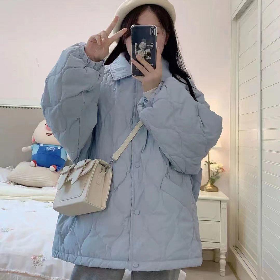 

Японська Студентська Жіноча Ретро Синя Куртка Робочий Одяг з Теплої Бавовни з Комірцем ПОЛО XL