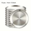 10 pz Acciaio Inossidabile Piatti da Campeggio Rotondi Opachi Leggeri Riutilizzabili Stoviglie Portatili Piatto Metallico Per Barbecue Picnic Campeggio All'aperto Viaggio Casa