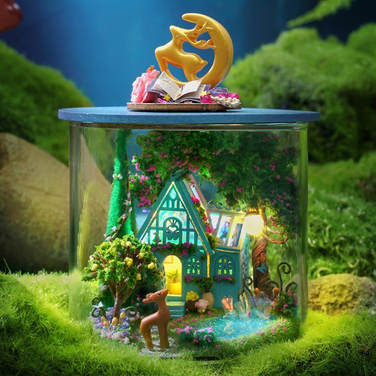 Dream Bottle Model Kit DIY Mini Doll House Handmade 3D Puzzle Assembly Toy Home Creative Room Bedroom Decoration with Furniture