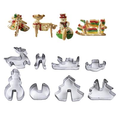 8 stuks Kerst Koekjesvorm Sneeuwman Boom Eland RVS Koekjesstekers voor Kerst DIY Buscuit Dessert Bakbenodigdheden