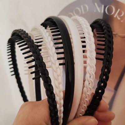 2 Stück Europäische und Amerikanische Schwarz Weiß Zahn Haarband Stirnbänder für Frauen Mädchen Männer Sport Gesicht waschen Koreanisches Haarzubehör Werkzeug