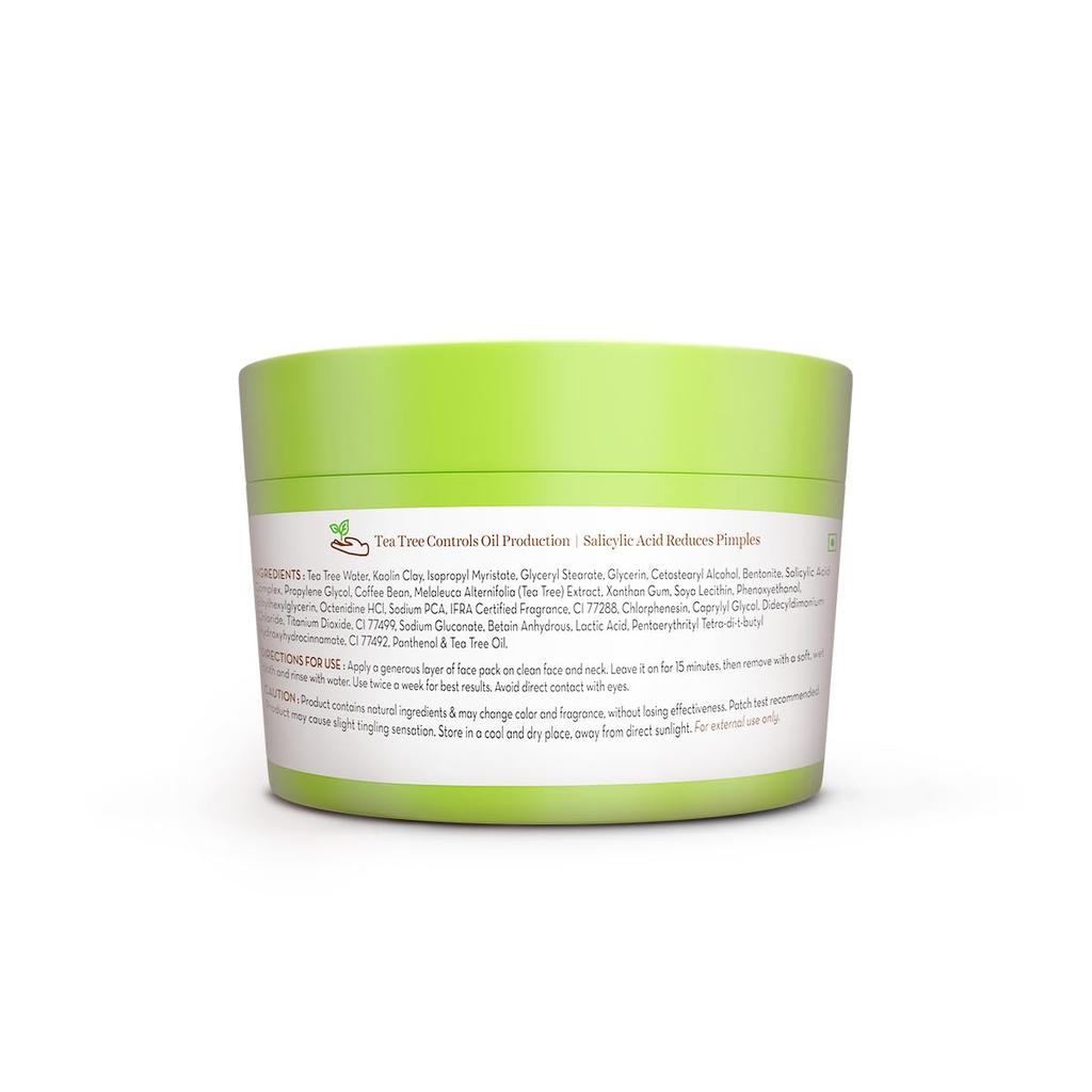 Mamaearth Tea Tree Oil Control Face Pack For Oily Skin 200G Clay Mask Clears Pores Reduces Acne DIY Texture No Harmful Chemicals