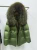 Europe Station's new luxury fur fox big fur collar white goose down jacket women's medium and long thickened coat