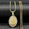 Holy Catholic Virgin Mary Medal Necklace for Women Men Rhinestone Stainless Steel Gold Color Male Female Guadalupe Chain Jewelry