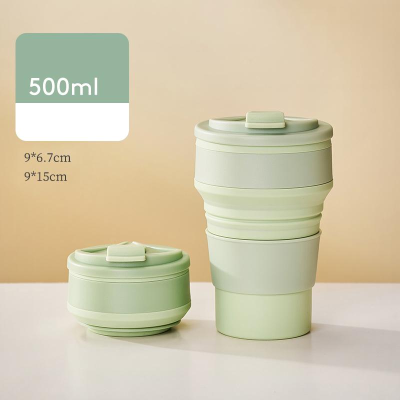 GIANXI Reusable Silicone Collapsible Cups With Lid For Camping 350ml 500ml Portable Folding Kitchen Coffee Cups For Travel