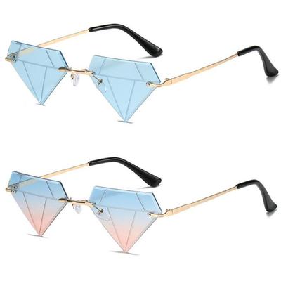 Diamond Shaped Design Sunglasses For Women Men Vintage Rimless Sun Glasses Retro Party Halloween Festival Decorative Glasses