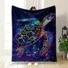 The Pattern Features a Vivid Rainbow-colored Sea Turtle with Geometric Designs. for All Seasons Blanket Lunch Break Throw Gift