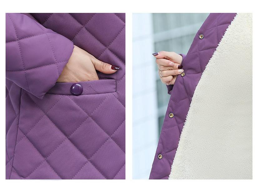 Women's Plush Winter Cotton Jacket with Warm Lambswool Imitation for Middle-aged & Elderly – Thickened Autumn/Winter Lapel Coat