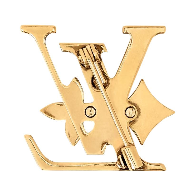 Louis Vuitton Monogramm-Reihe Vergoldete Metallbroschen Herren Gold M03776