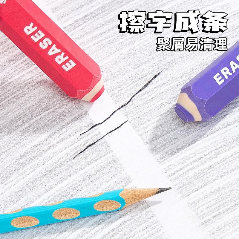 Hexagonal Pencil Shaped Eraser Clean Wiping No Trace Debris Collecting Boxed Erasers For Students