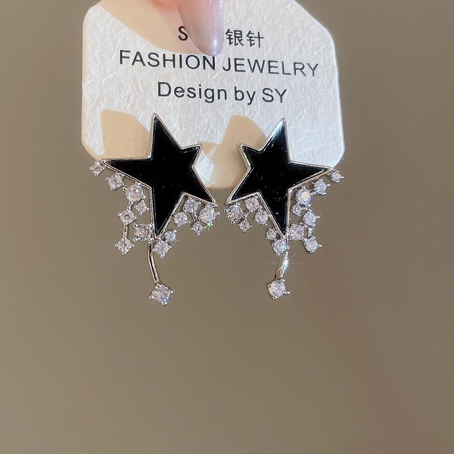 

Silver Needle Zircon Fritillary Star Pendant Earrings Simple Temperament Earrings Earrings Light Luxury Earrings Women