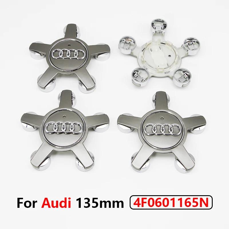 For Audi B5 4Pcs 135MM Car Hub Caps 4F0601165N For Audi A4 A5 A6 A7 Q3 Q5 A3 S5 Accessories Auto Wheel Center Cap Hubcap Rim Covers Styling