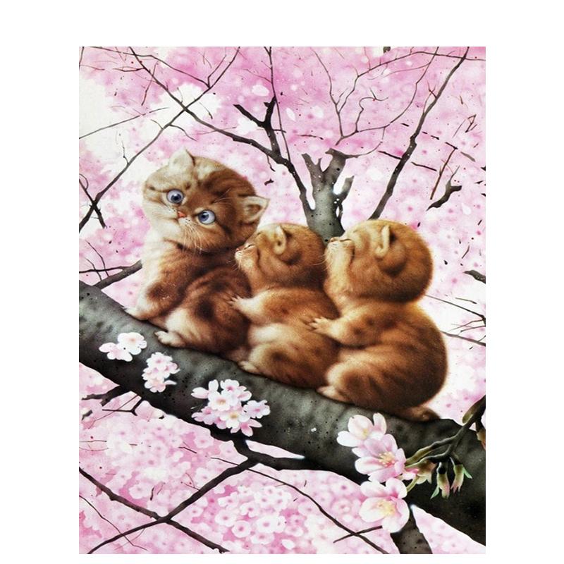 5D Diy Diamond Embroidery Animal Full Round Diamond Painting Cat Diamond Mosaic Cross Stitch Handmade Gift